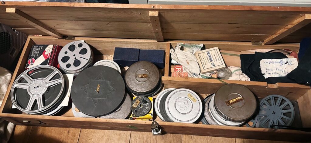 The cine films as they were found in the family chest.